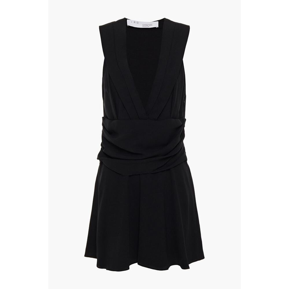 Iro 'Biron' Black Ruched Crepe Mini Dress Size S
